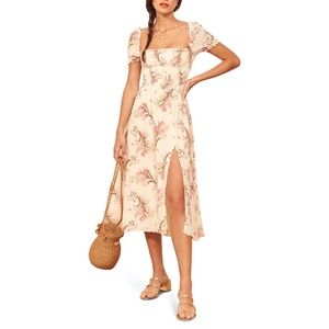 Reformation Inka Floral Square Neck Bodice Dress